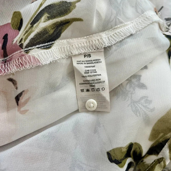Dynamite| Feminine Airy Pink, Sage &  White Floral Long Sleeve Shirt/Blouse Sz S - Picture 6 of 7